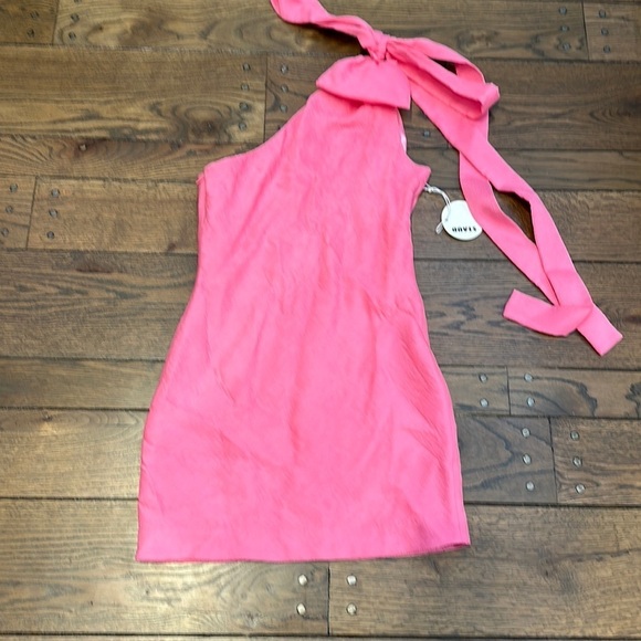 NWT Staud Floret One Shoulder Coquette Bow Asymmetrical Pink Dress Girlcore - Picture 1 of 7